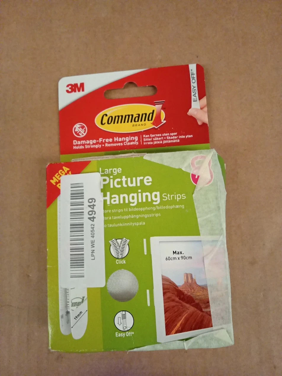 Command Picture & Frame Hanging Strips Value Pack Large 10 Pair White New