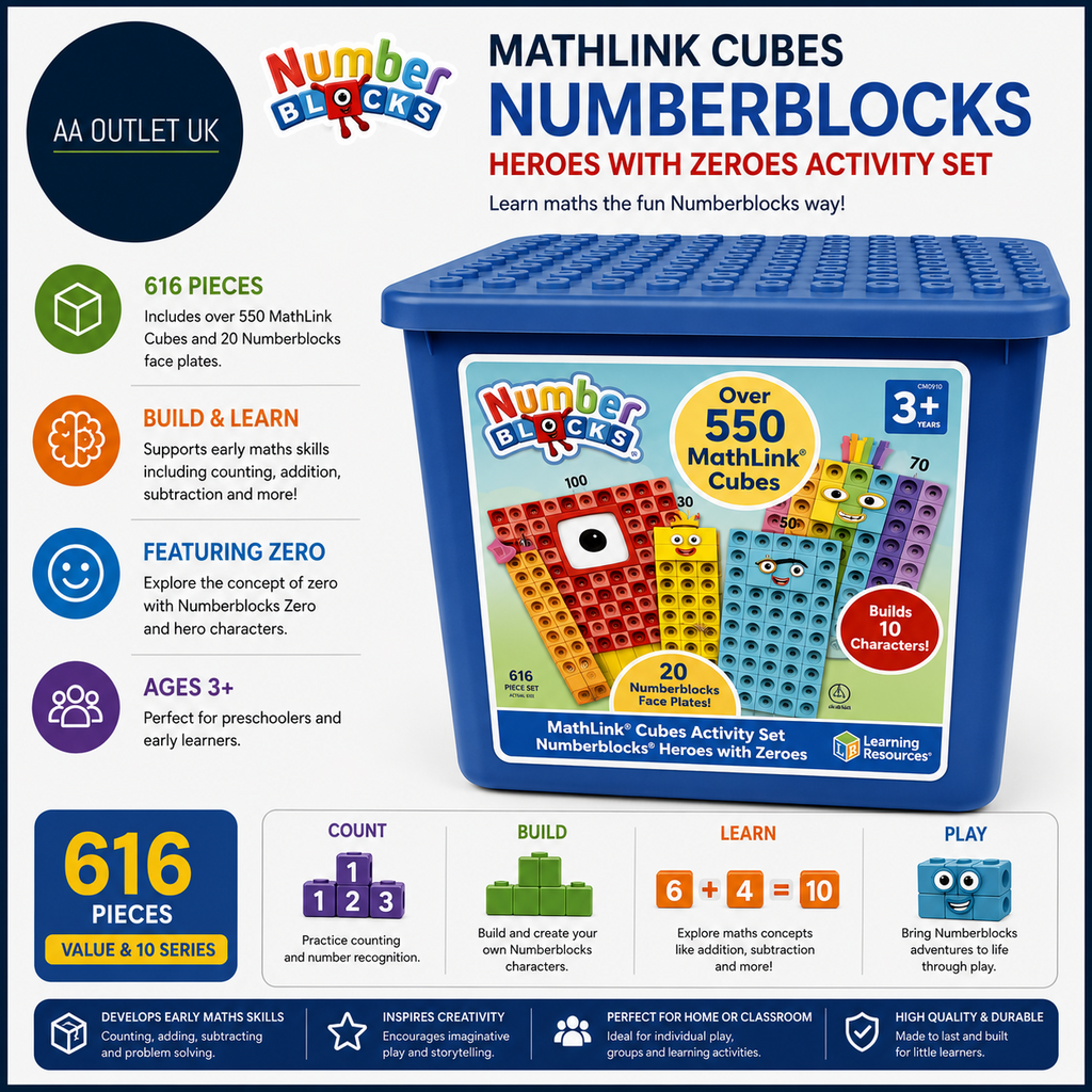 Learning Resources MathLink Cubes Numberblocks Heroes Zeroes Activity 3+