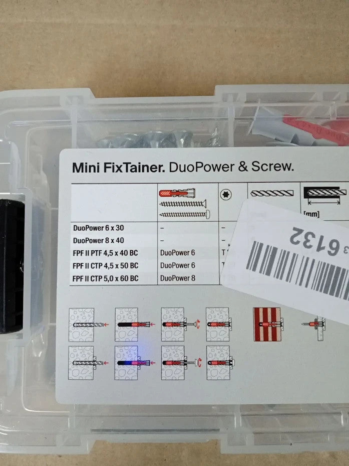 Fischer Mini FixTainer DuoPower Wall Plugs Design Fast II Screws Fixing Kit New
