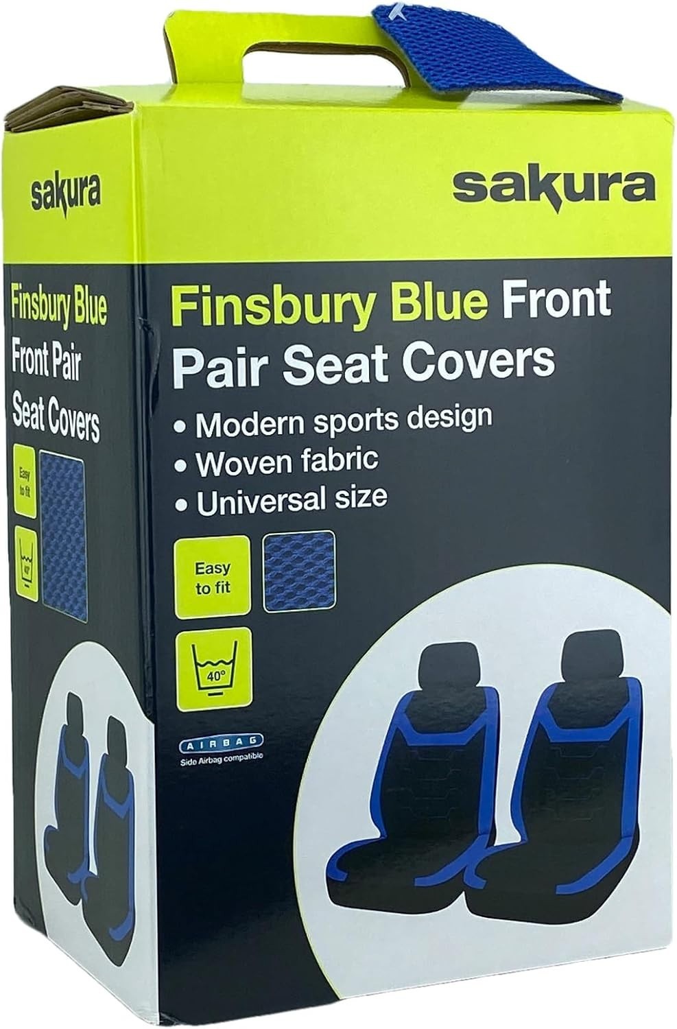 Sakura SS5400 Car Front Seat Covers Finsbury 1 Pair Black Blue 30x72x42xcm New