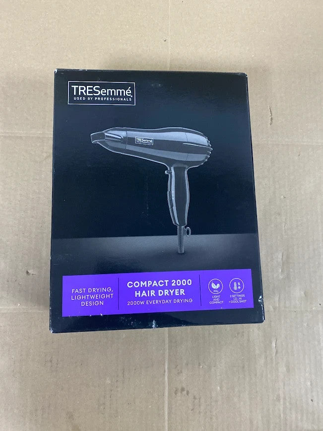 TRESemmé Compact 2000 Hair Dryer 2000W Lightweight Fast Drying Cool Shot Black