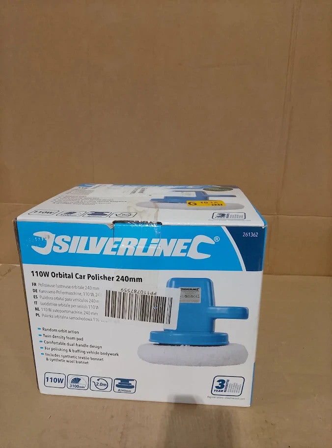 Silverline 110W Orbital Car Polisher Includes Synthetic Textile Bonnet New