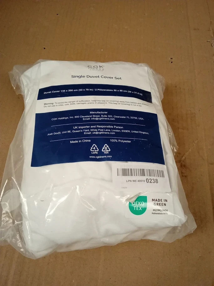 Duvet Cover Set Single Bed Whiten Brushed Microfibre Single 135x200cm New
