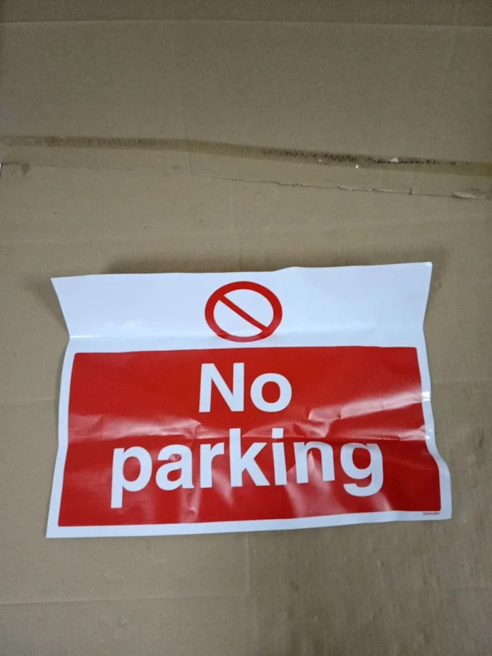 V Safety No Parking Sign 400x300mm Self Adhesive Vinyl 52042BF-S Landscape New