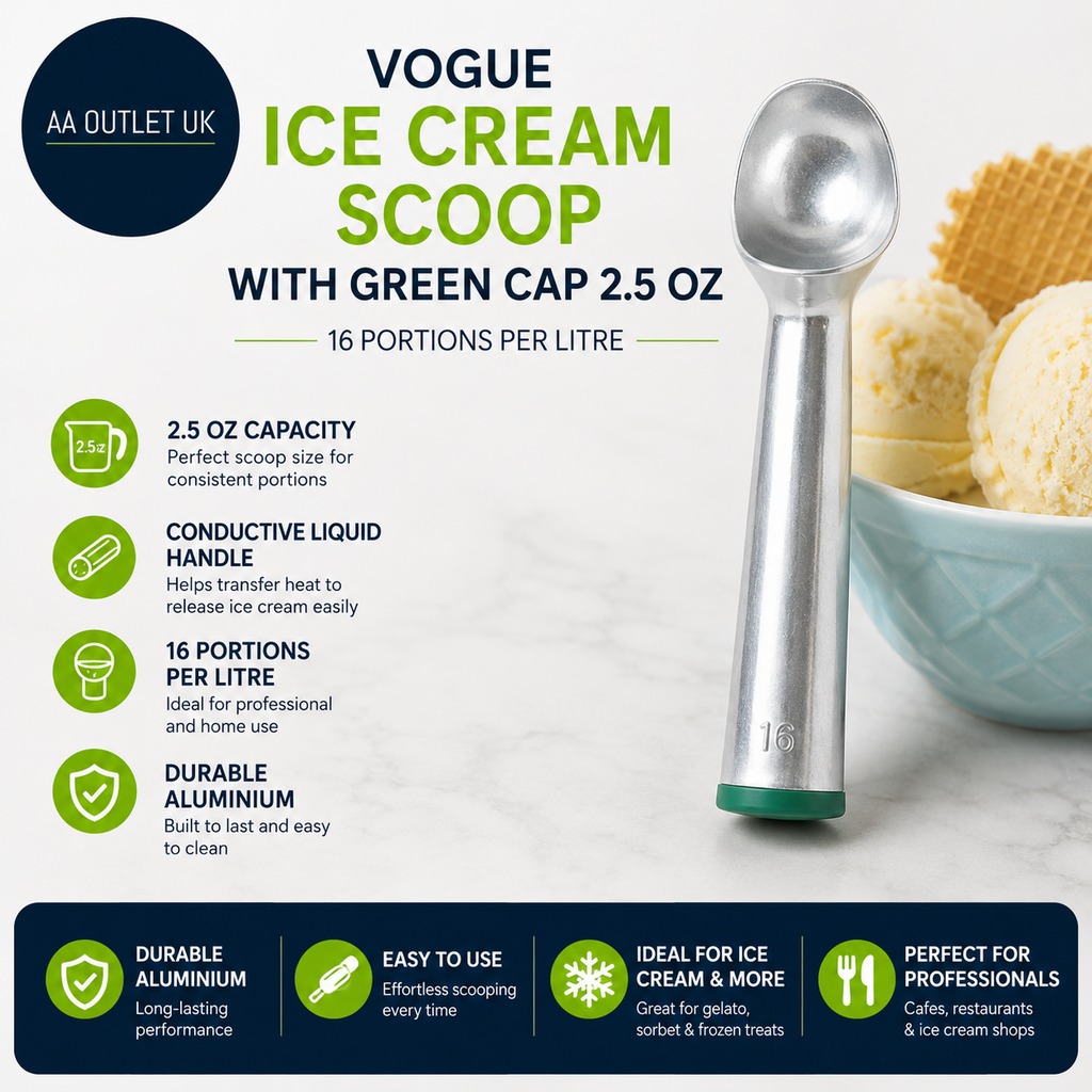 Vogue Ice Cream Scoop Green Cap 2.5 oz Aluminium 16 Portions Per Litre J089