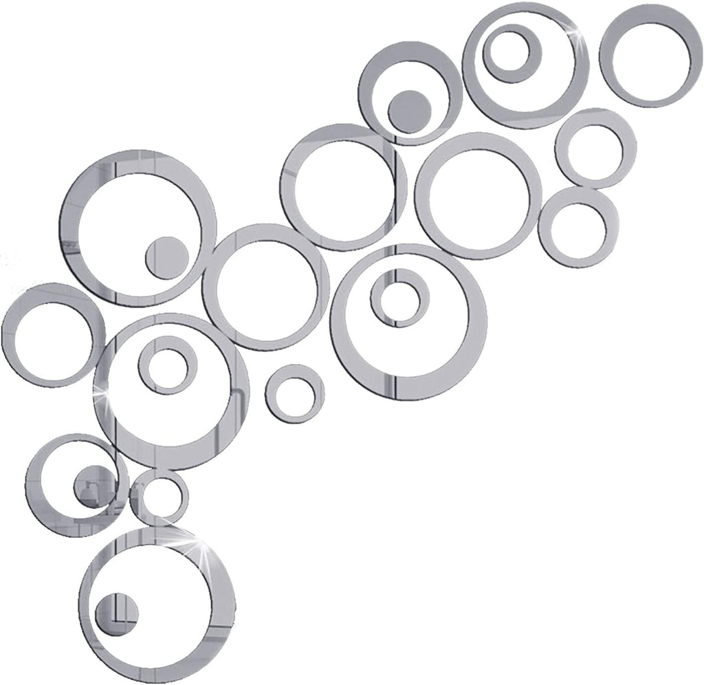 24Pieces Round Mirror Stickers Acrylic Stereo Circle DIY Wall Art Decals New
