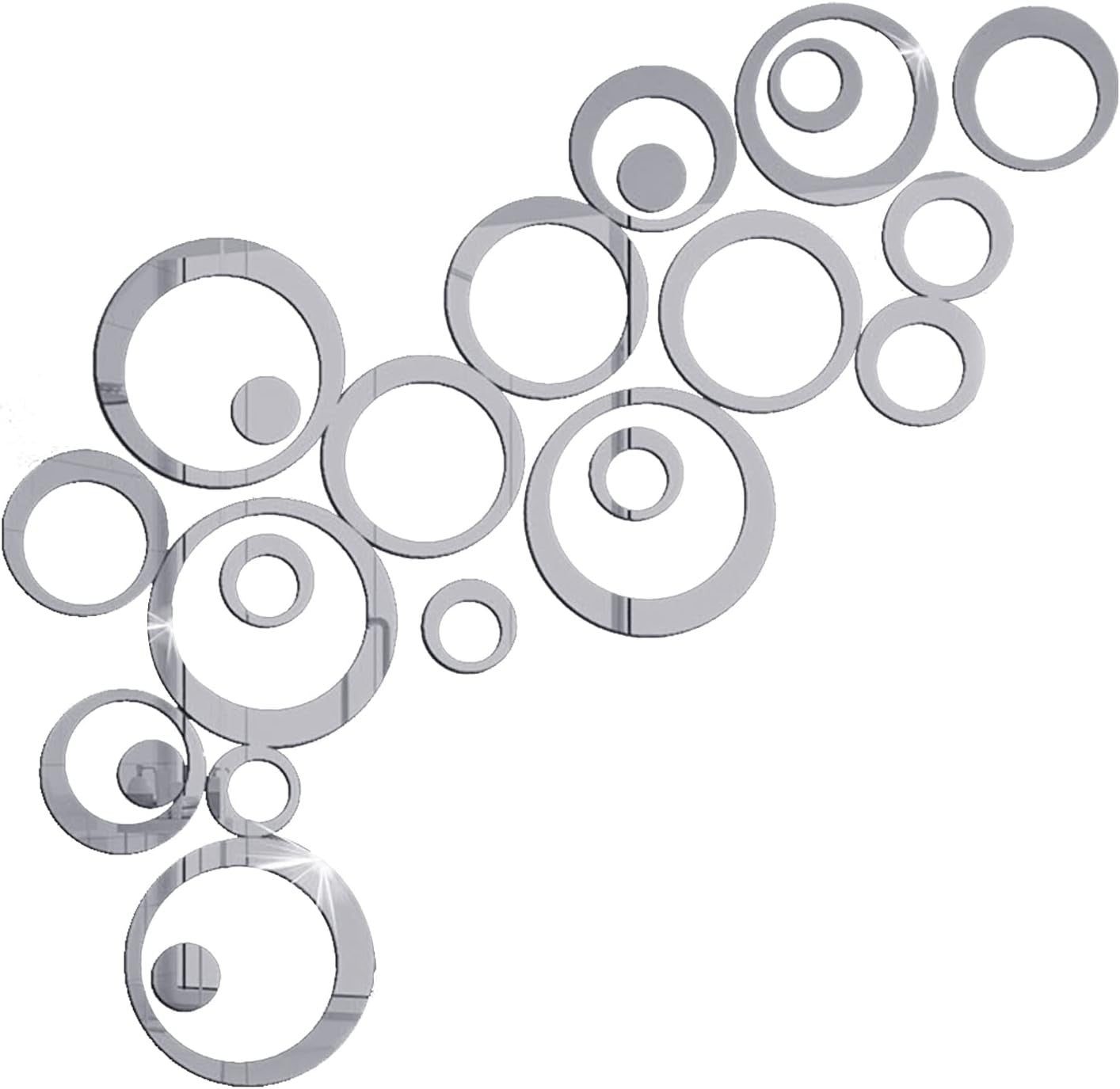 24Pieces Round Mirror Stickers Acrylic Stereo Circle DIY Wall Art Decals New