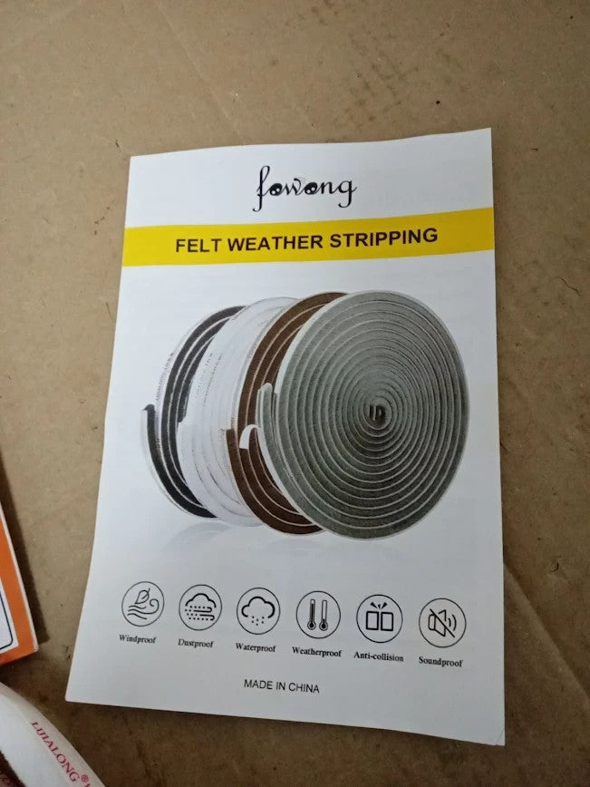 Fowong Brush Seal Weather Stripping High Density Felt Door Strip 4.9mx9mmx15mm