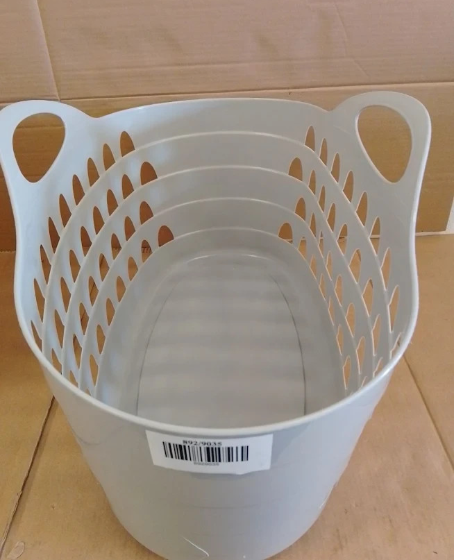 Strata 52L Flexible Laundry Plastic Basket Grey Washing Clothes Hamper Design