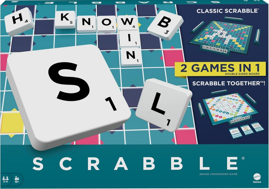 Mattel Scrabble Board Game HWD43 Family Word Two Ways To Play 2-4 Players New