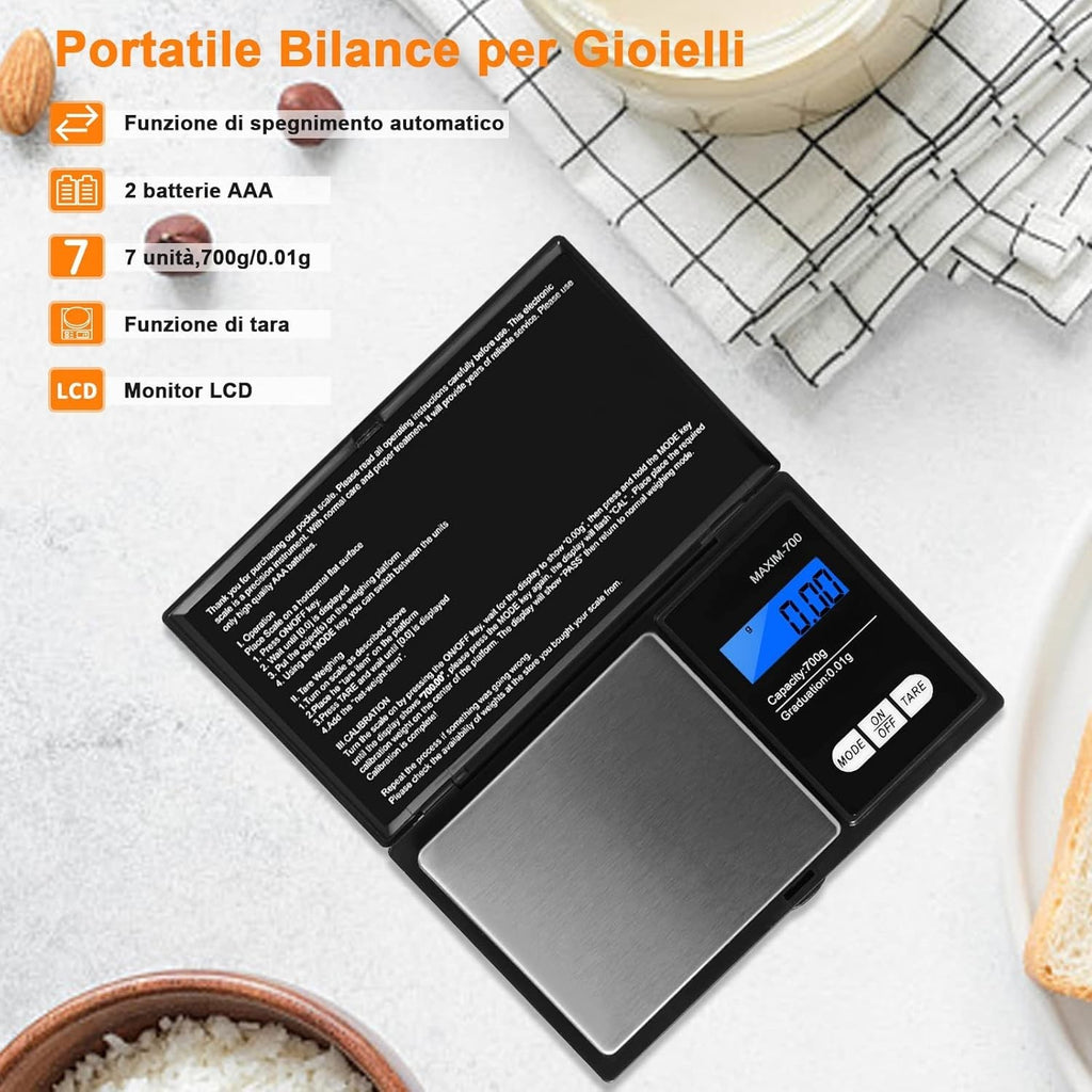 Vinabo 700g Digital Scales 0.01g Kitchen Scales Mini Pocket Precision 700g New