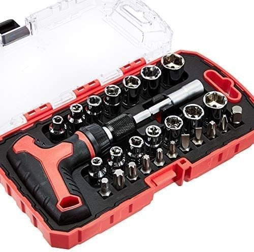 Amazon Basics 27 Piece Ratchet Screwdriver Set Magnetic T Handle 3 Way New