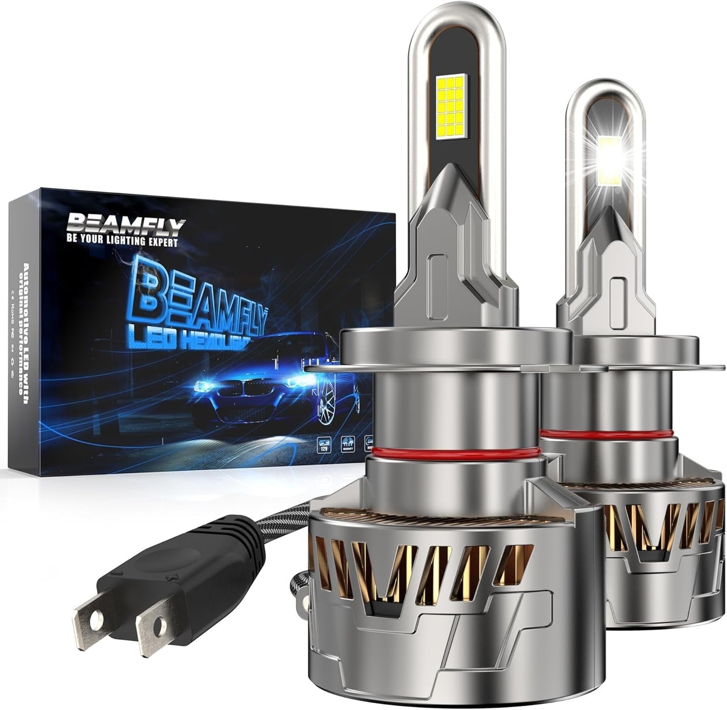 BEAMFLY H7 LED Headlight Bulbs 38000LM 160W 6500K White Plug Play 12V Design New