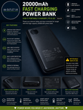 20000mAh Fast Charging Power Bank USB-C Portable Charger PD QC Black