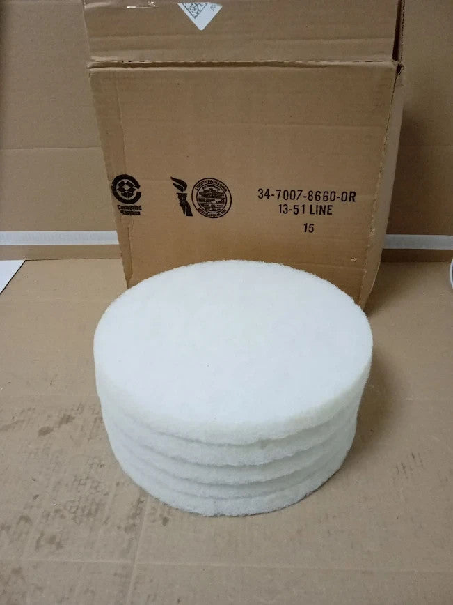 3M 4100 Series White Super Polish Pad 11in Case Of 5 Polyester Medium Grit