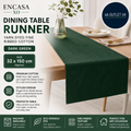 Encasa XO Dining Table Runner Yarn Dyed Fine Ribbed Cotton Dark Green 32x150cm