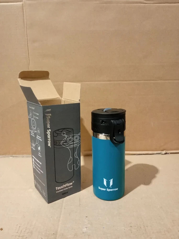 Sparrow Insulated Water Bottle Kids 500ml TouchFlow Metal Water With Straw New