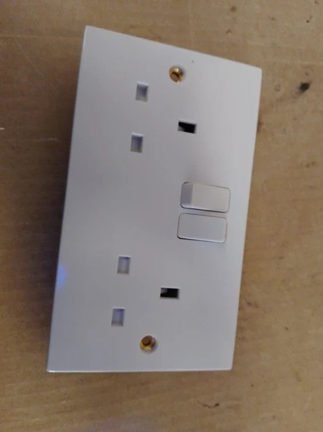 BG Electrical Double Switched Power Plug Wall Socket 32mm Surface 900 Series