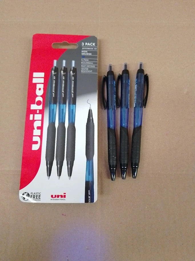 Uniball Jetstream 101 Retractable Blue Ballpoint Gel Pens. 0.7mm Tip New