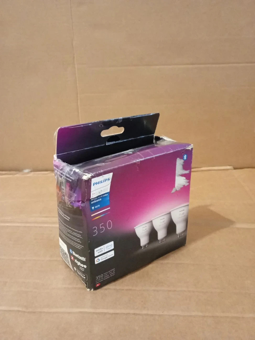 Philips Hue White Colour Ambiance Smart Spotlight 3 Pack LED GU10 350 Lumens