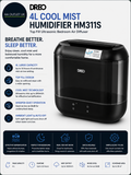 Dreo 4L Cool Mist Humidifier HM311S Top Fill Ultrasonic Bedroom Air Diffuser