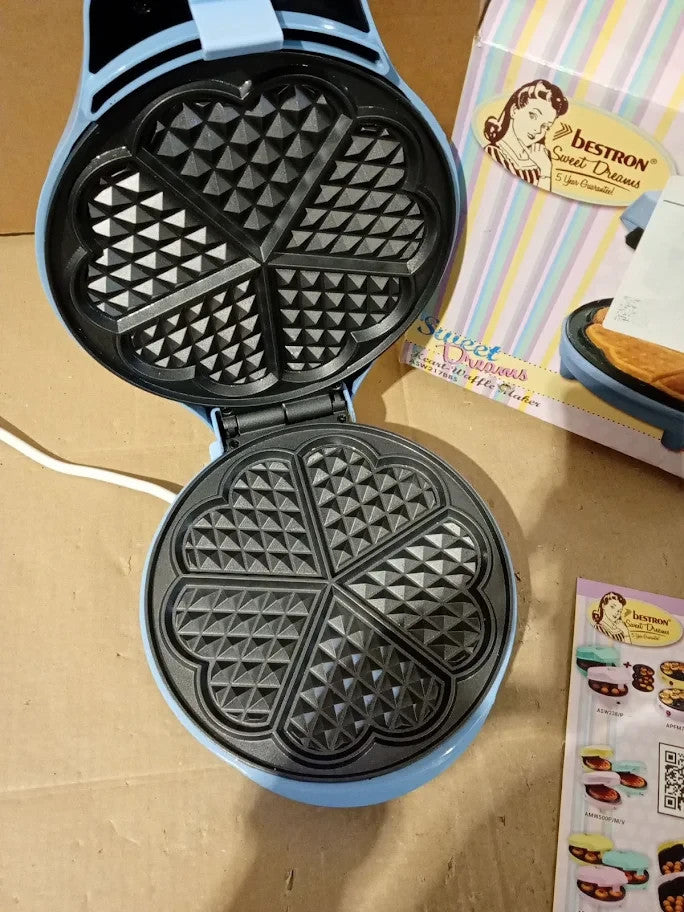 Bestron ASW217BBS Waffle Maker Alloy Steel Blue 24x9x24cm Non Stick 700w New
