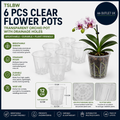Tslbw 6 Pcs Clear Flower Pots Transparent Orchid Pot Plastic Pots 12cm