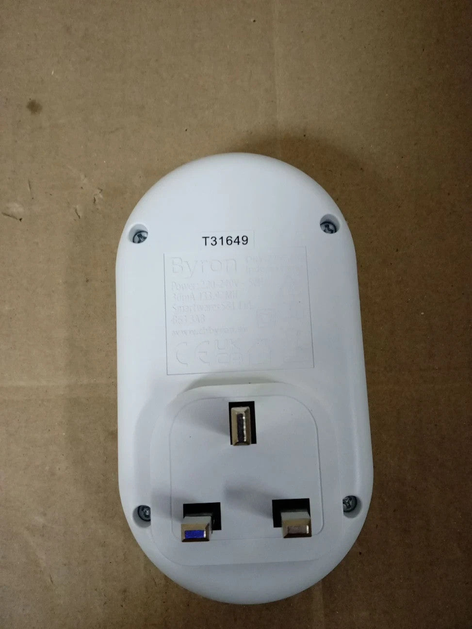 Byron Wireless Doorbell Set Multi Colour Visual Alert Mute Function 200m White