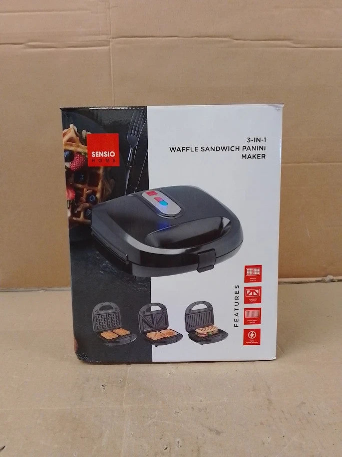 Sensio Home Multi Functional 3in1 Waffle Iron Deep Fill Sandwich Toaster Pan