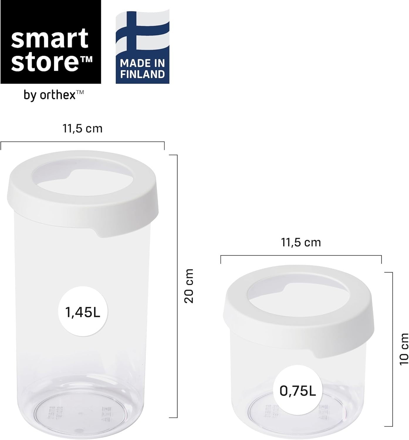 SmartStore Round Food Storage Containers Set 6 Rice Cake Plastic Jars Clear