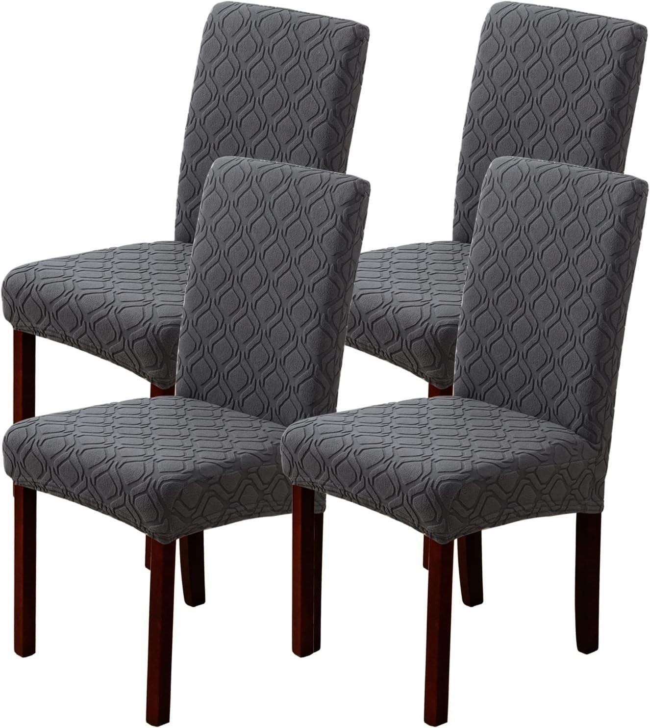 Okyuk Chair Covers Dining Set 6 Elastic Chair Protector 10x10x10mm Dark Grey New
