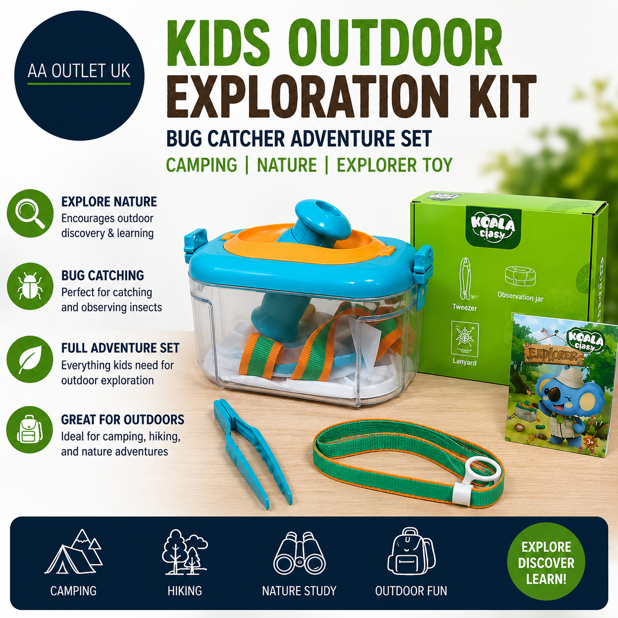 Kids Outdoor Exploration Kit Bug Catcher Adventure Set Camping Nature Toy Design