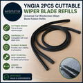 YnGia 2pc Cuttable Wiper Blade Refills Universal Car Windscreen Black 26in
