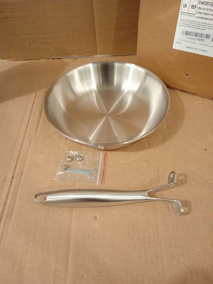 Houslux Frying Pan Stainless Steel Uncoated Induction Compatible 24cm New