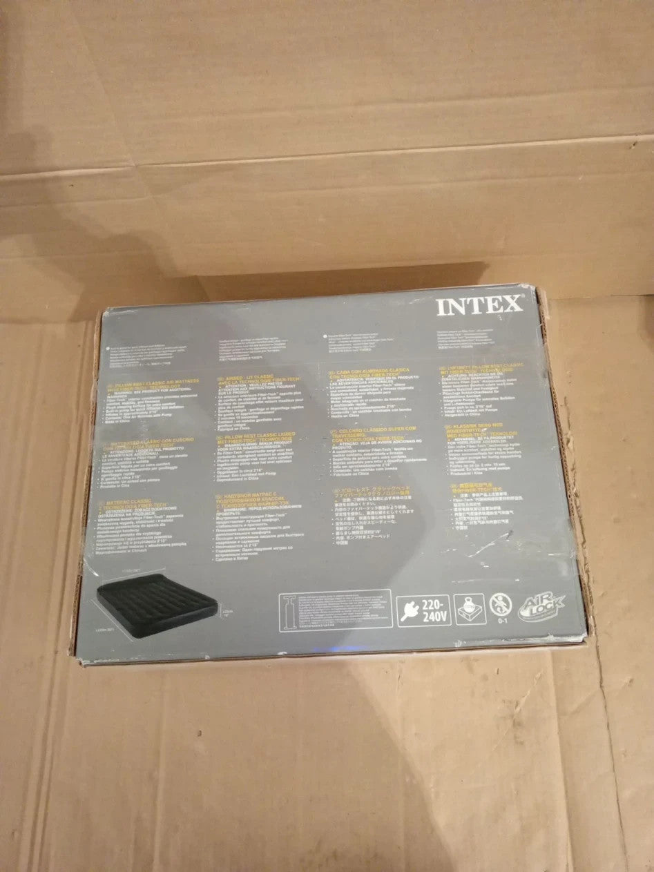 Intex Queen Pillow Rest Classic Airbed FiberTech RP Inflated 1.52mx20.3x25cm