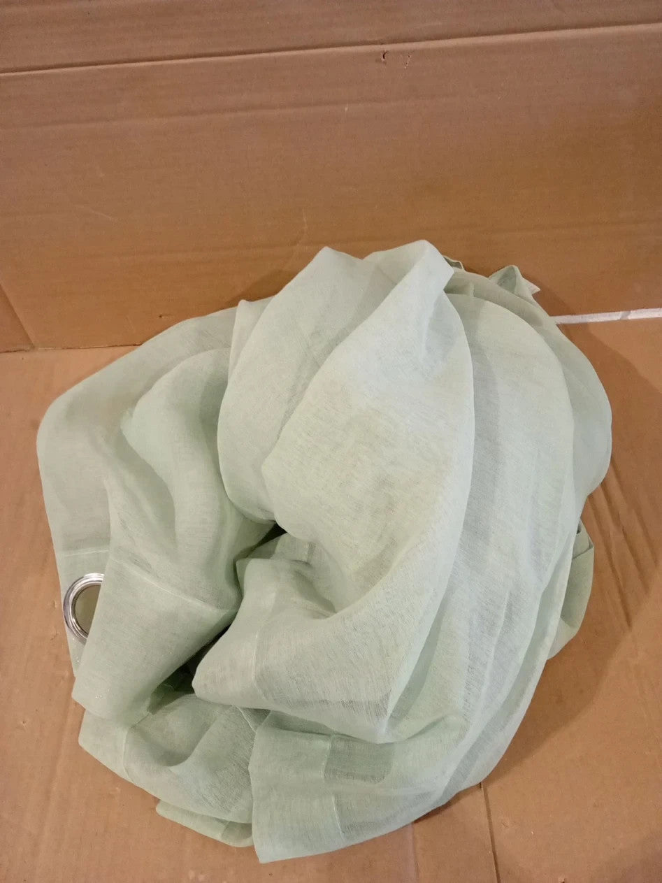 XWZO Linen Look Voile Curtains Bean Green 2 Panels Semi Transparent 55x95in