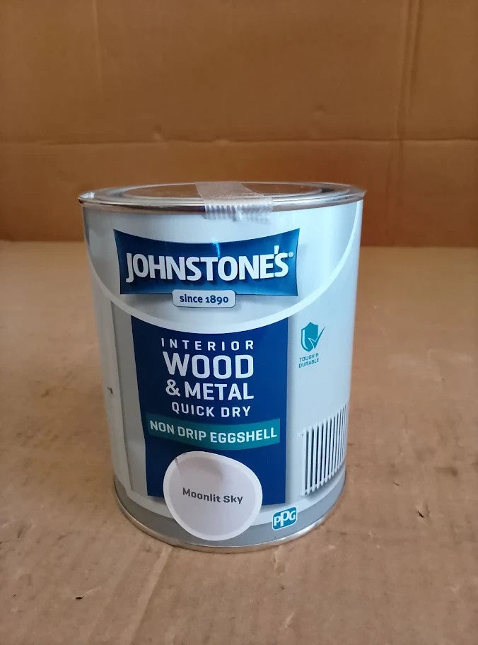 Johnstone's Quick Dry Nondrip Eggshell Paint Wood Metal Moonlitsky 750ml New