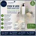 Croydex Stick N Lock Adhesive Corner Shower Caddy No Drill Shelf Bathroom