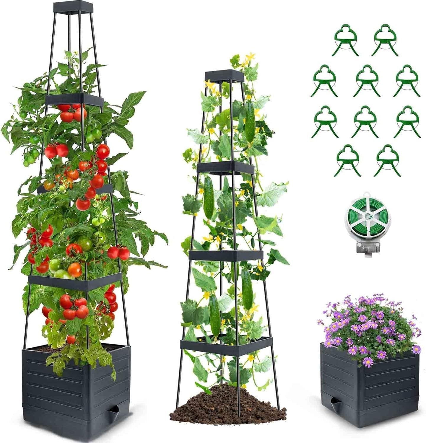 Mqhuaya Raised Garden Bed Planter Trellis 58in Tomato Self Watering New