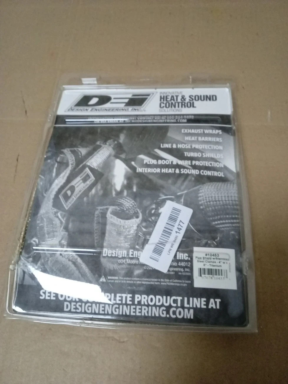 Design Engineering 010453 Titanium Pipe Shield 4"x8" Exhaust Heat Shield New