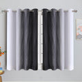VEHEDE Ombre Blackout Curtains Black Grey White 42x54 Inch Thermal Insulated New