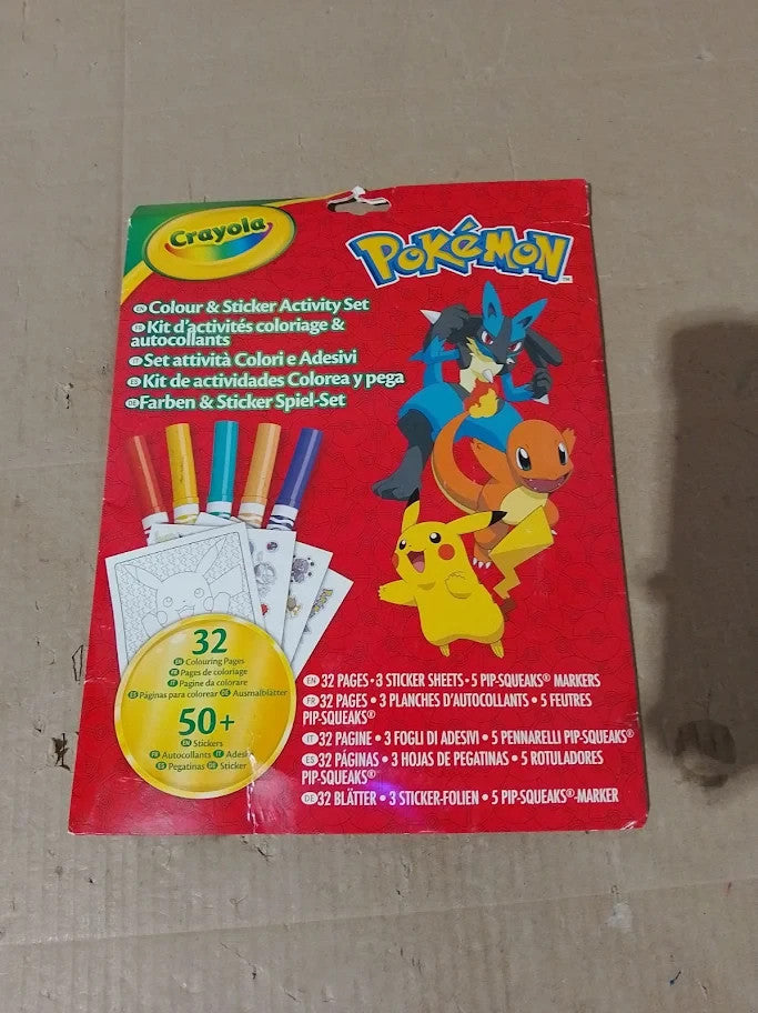 Crayola Pokemon Colour Activity Kit Includes 32 Colouring Pages Pikachu 3+ New
