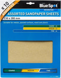 Blue Spot 19852 Assorted Sandpaper 10 Pieces Brown 230mmx280mm New