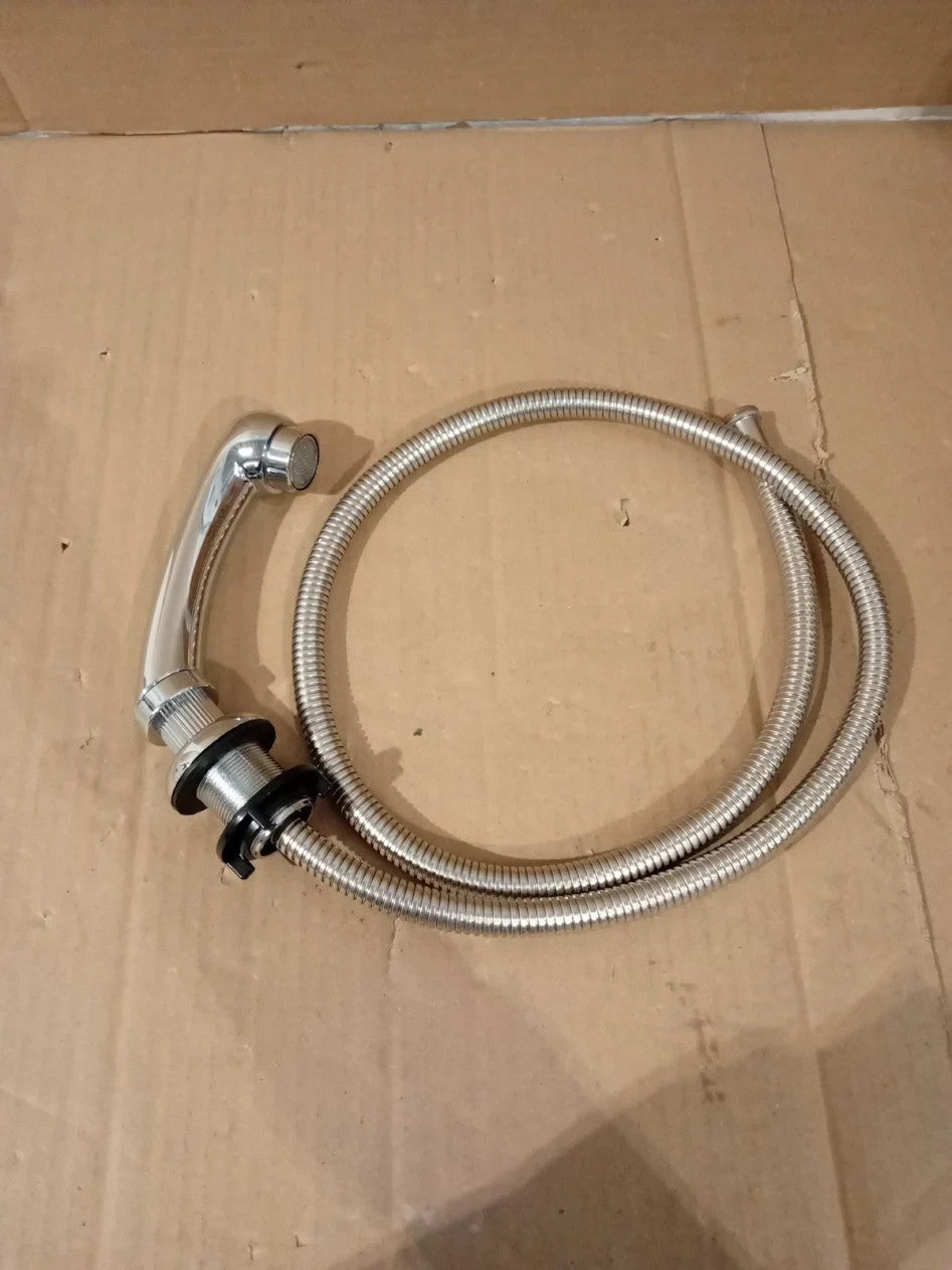 Pongnas Salon Shampoo Bed Faucet 1.2m 3.9ft Stainless Steel Hose Shower Head