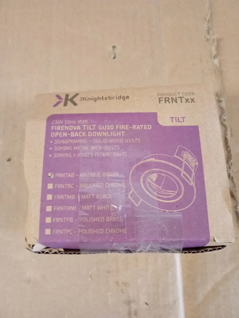 Knightsbridge FireNova IP20 Tilt GU10 Fire Rated Open Back Downlight Brass