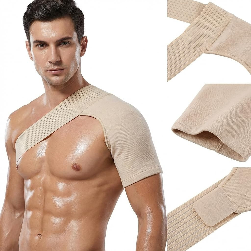 Couduan Shoulder Support Unisex Shoulder Brace Rotator Cuff Adjustable Beige New