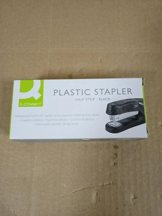 Q Connect Half Strip Plastic Stapler Black Metal Plastic Up To 20 Sheets New