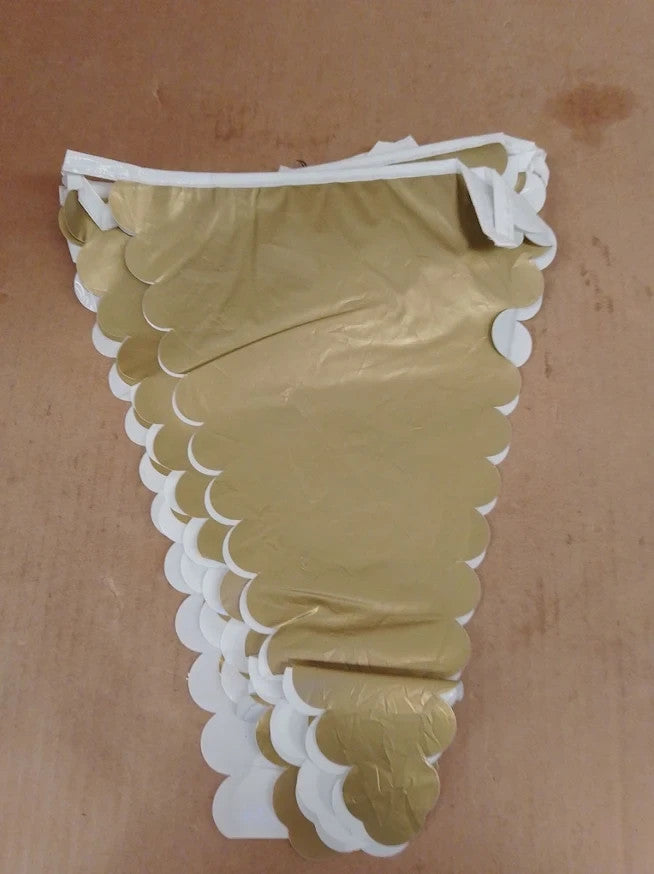 Amscan Botanic Cross Reusable Plastic Bunting Party Decoration Gold White New