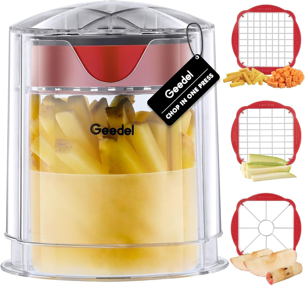Geedel Chip Cutter Potato Chipper 3 Stainless Steel Blades ‎17.2x14.3x14cm New