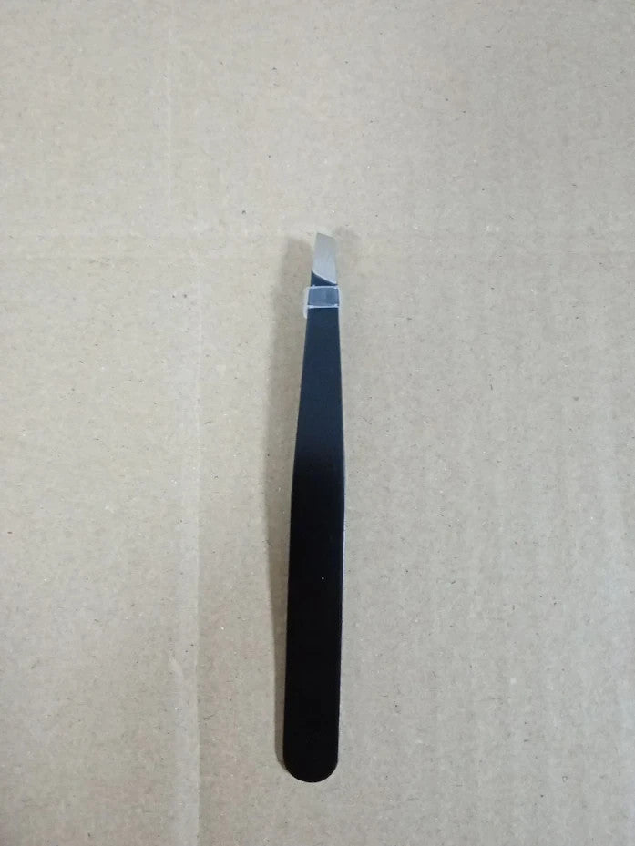 Candure Professional Slanted Tweezers Stainless Steel Black Durable Design New